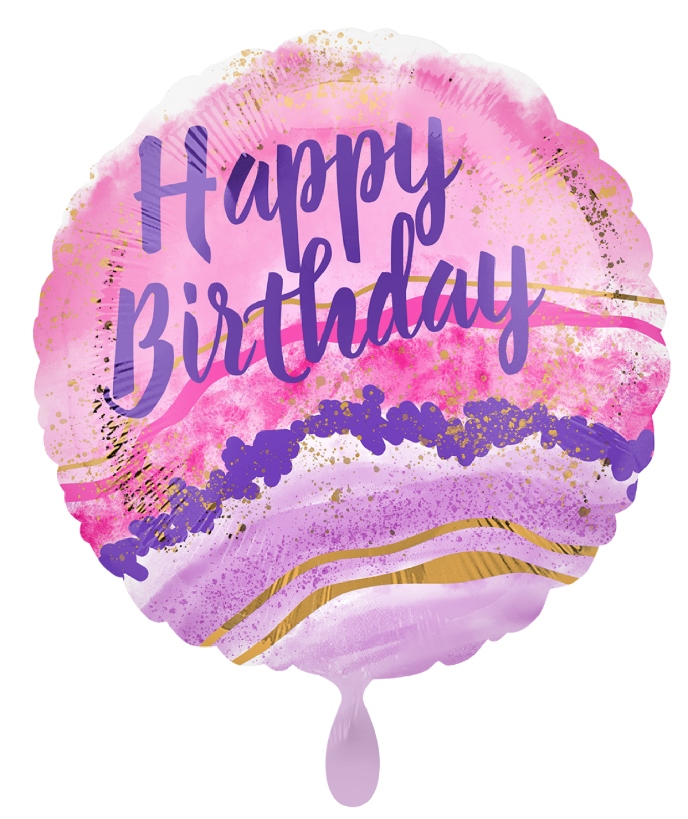 Folienballon rund - Happy Birthday: lila pink - ø 43cm